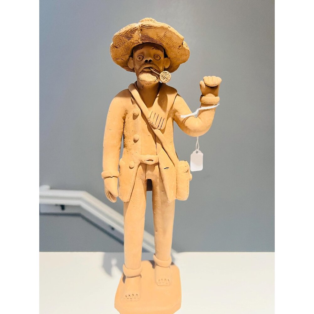 Signed Antonio Miguel Clay Sculpture – Alto do Moura Brazilian Folk Art, 13"